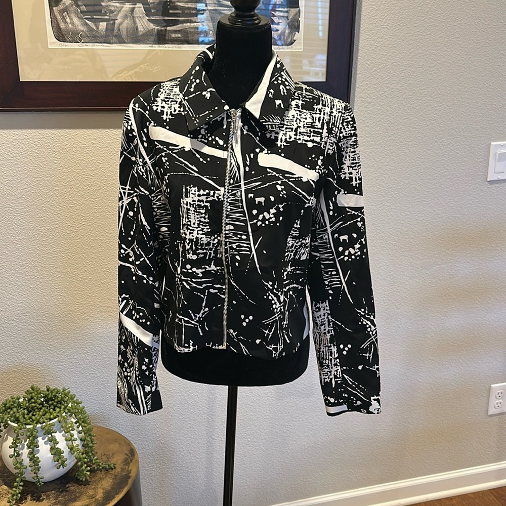 Lorizoni vintage Black and white abstract Jacket women’s medium EUC‎
